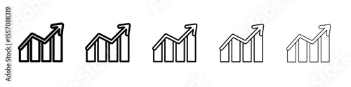Statistic Up icon vector outline symbol or illustration