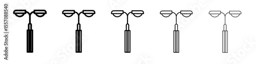 Street lighting icon vector outline symbol or illustration