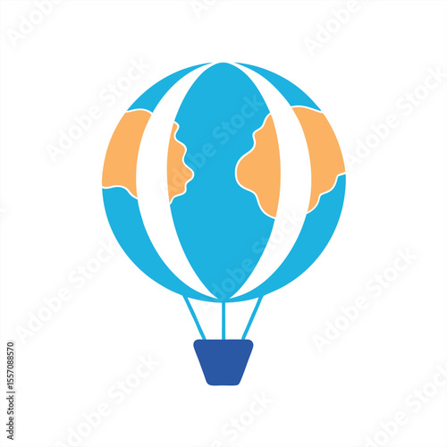 Hot Air Balloon in the Shape of a Globe Clipart on Transparent Background for Web and Graphic Design
