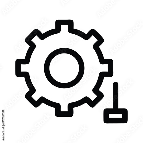 Simple Black and White Icon Depicting Settings or Cogwheel with Lever next to it Representing Adjustments or Control