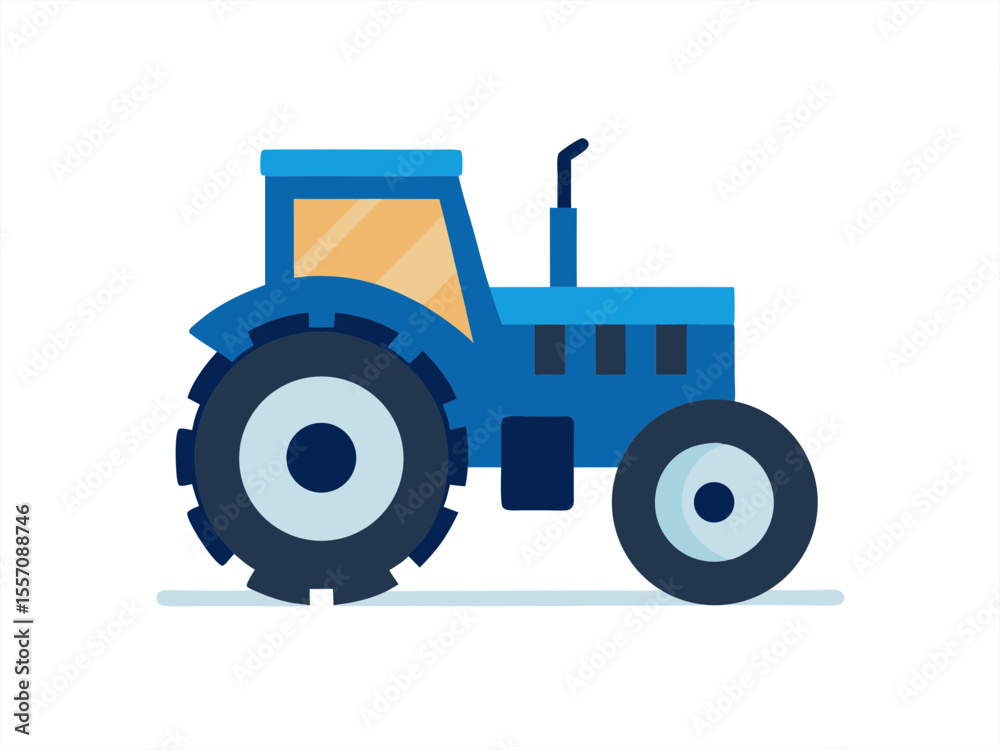 Obraz premium Modern Tractor Side View Vector on Transparent Background for Web and Graphic Design