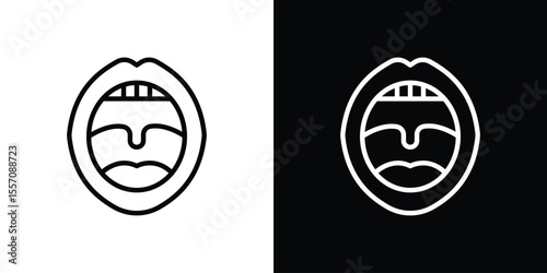 Tonsillitis icon vector graphics in strokes