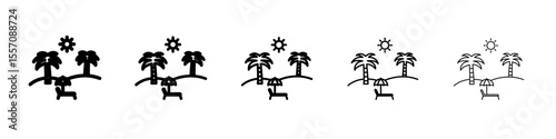 Summer holiday icon vector outline symbol or illustration