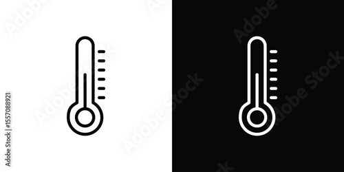 Thermometer icon vector graphics in strokes