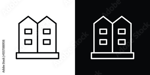 Terraced Houses icon vector graphics in strokes