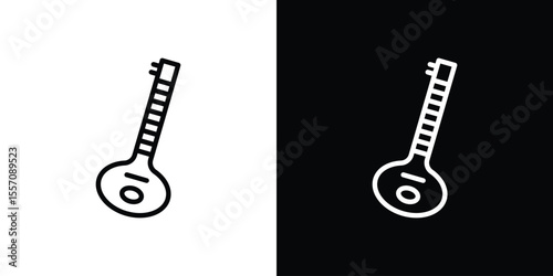 Sitar icon vector graphics in strokes