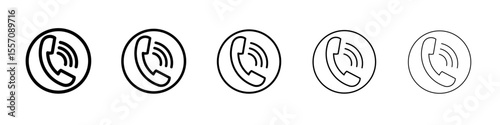 Telephone phone call icon vector outline symbol or illustration