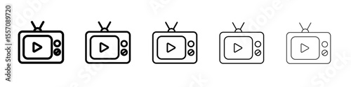 Television icon vector outline symbol or illustration