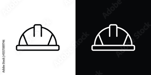 Safety helmet icon vector graphics in strokes