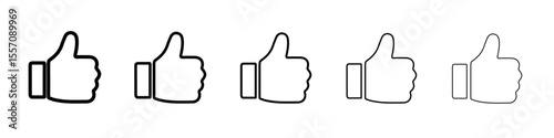 thumbs up icon vector outline symbol or illustration