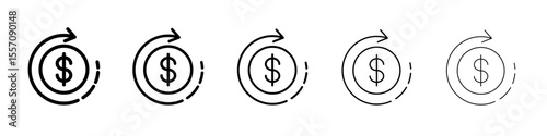 time is money icon vector outline symbol or illustration