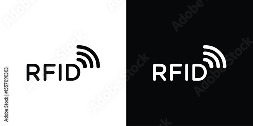 RFID icon vector graphics in strokes