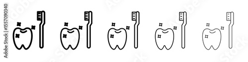 tooth cleaning icon vector outline symbol or illustration