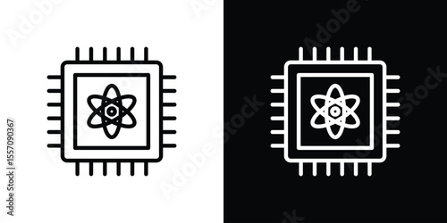 Quantum computing icon vector graphics in strokes