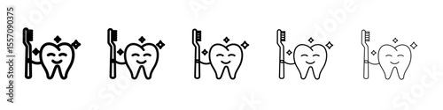tooth cleaning icon vector outline symbol or illustration