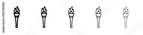 Torch flame icon vector outline symbol or illustration