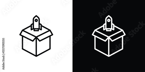 Product release icon vector graphics in strokes