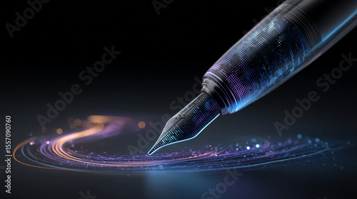 Digital Genesis: Neon Pen Meets Minimalist Logo. Generative AI