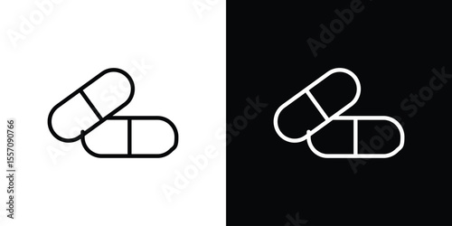 Pills icon vector graphics in strokes