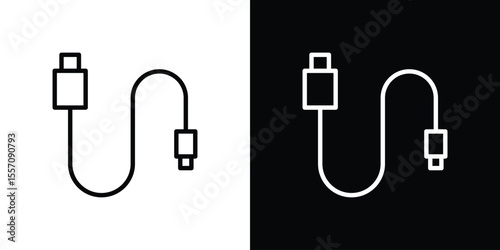 Phone cable icon vector graphics in strokes