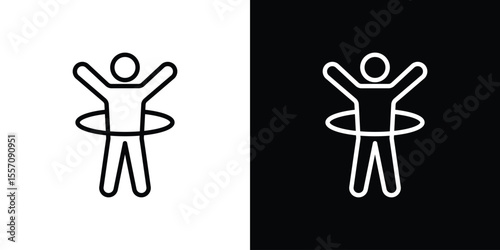 People Hula hop icon vector graphics in strokes