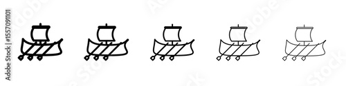 trireme icon vector outline symbol or illustration