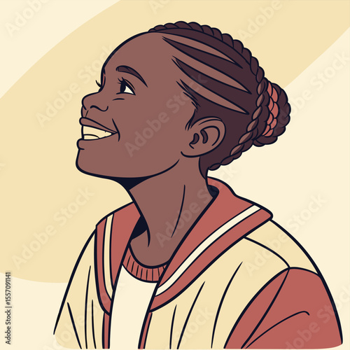  Profile of African American Woman Vector Illustration - Diverse People