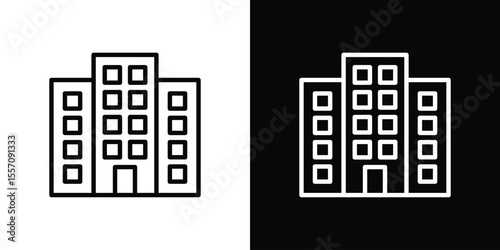 Office block icon vector graphics in strokes