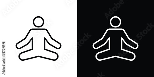 Meditating icon vector graphics in strokes