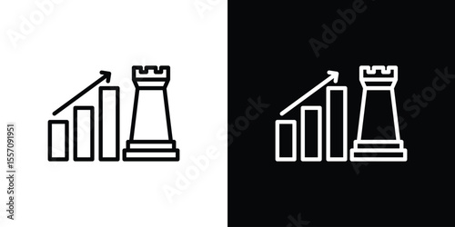 Marketing strategy icon vector graphics in strokes