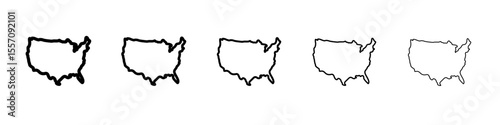 USA Map icon vector outline symbol or illustration