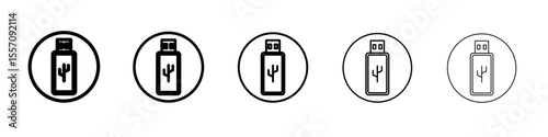 Usb stick icon vector outline symbol or illustration
