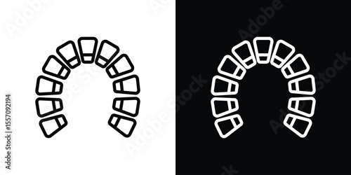 Lingual braces icon vector graphics in strokes
