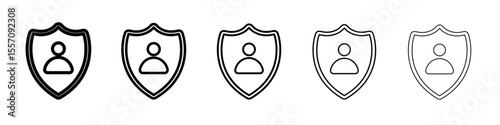 User protection shield icon vector outline symbol or illustration