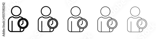 user time icon vector outline symbol or illustration