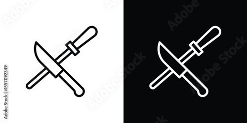 Knife sharpener icon vector graphics in strokes