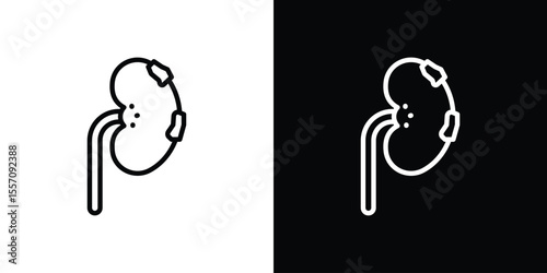 Kidney disease icon vector graphics in strokes