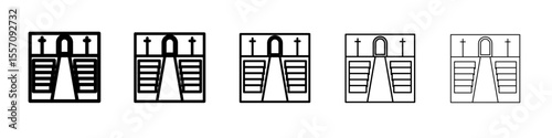 view inside catholic church icon vector outline symbol or illustration