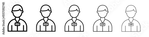 vip person icon vector outline symbol or illustration