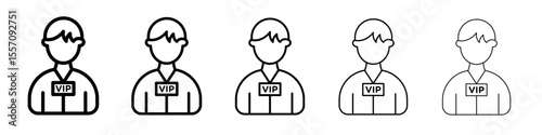 vip person icon vector outline symbol or illustration