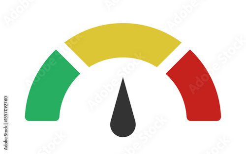 Gauge indicator with green yellow red sectors
