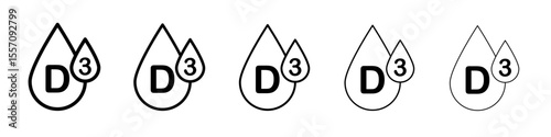 Vitamin D3 icon vector outline symbol or illustration