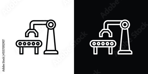 Industrial robot icon vector graphics in strokes