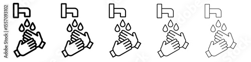 Wash hands icon vector outline symbol or illustration