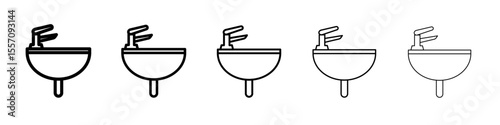 washbasin icon vector outline symbol or illustration