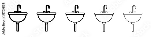 washbasin icon vector outline symbol or illustration