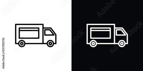 Food truck icon vector graphics in strokes