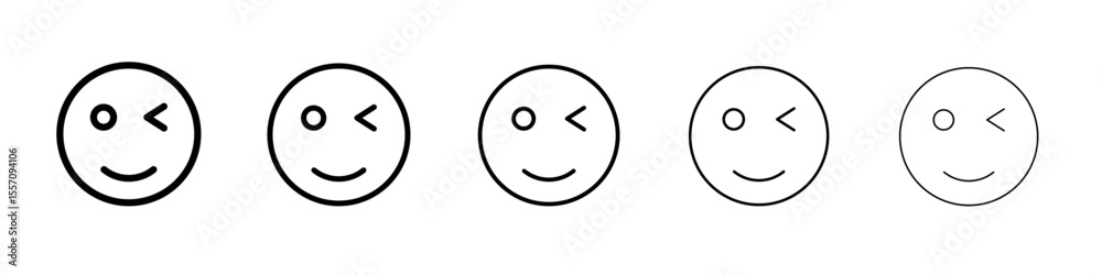 Fototapeta premium Winking eye icon vector outline symbol or illustration