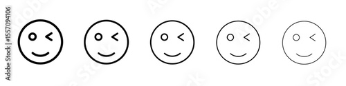 Winking eye icon vector outline symbol or illustration