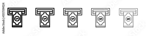 Withdraw Money in ATM icon vector outline symbol or illustration